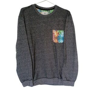 On The Byas Mens Large Charcoal Grey‎ Crewneck Sweatshirt Multi Color Pocket